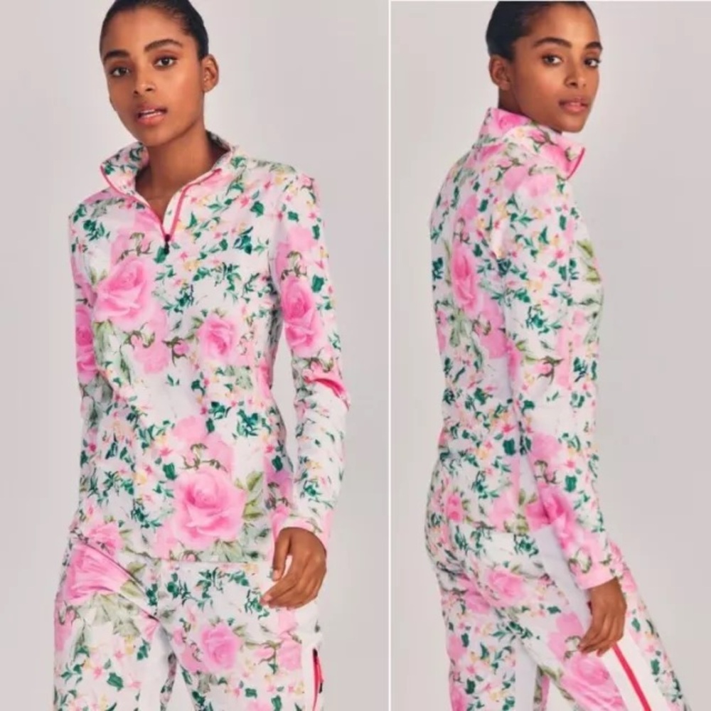 LOVESHACKFANCY X Bogner Fire Ice Margo2 1/4 Baselayer Top Pink Rose Size XL NWT